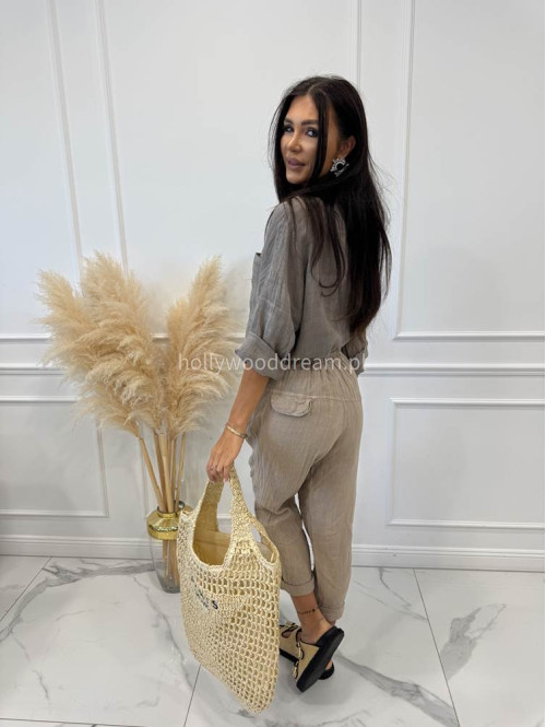 Torebka duża pleciona typu shopper PARIS MILANO jasny beż - photo #7