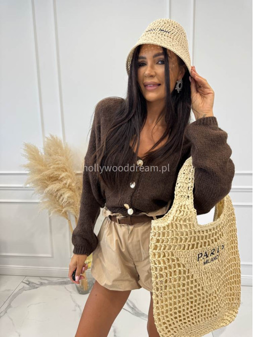 Torebka duża pleciona typu shopper PARIS MILANO jasny beż - photo #13