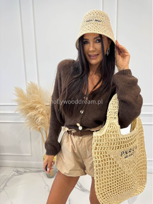 Torebka duża pleciona typu shopper PARIS MILANO jasny beż - photo #14