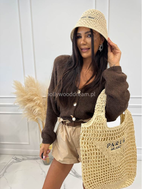 Torebka duża pleciona typu shopper PARIS MILANO jasny beż - photo #15