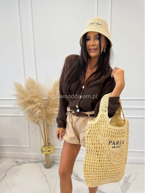 Torebka duża pleciona typu shopper PARIS MILANO jasny beż - photo #16