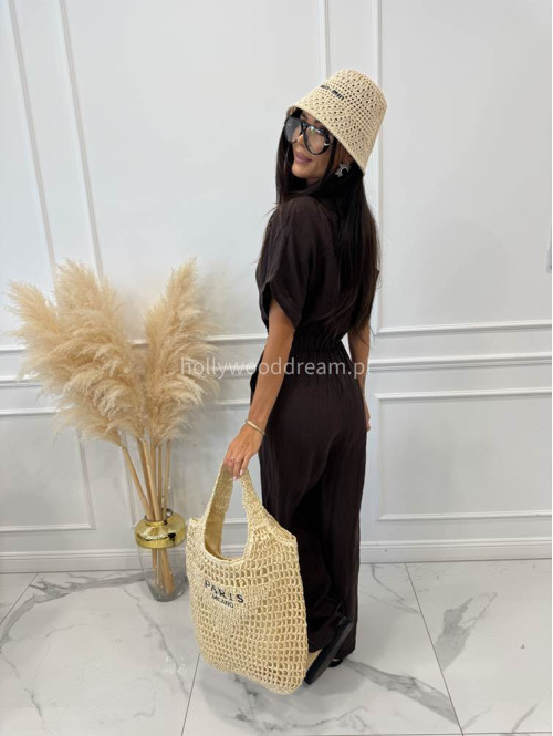Torebka duża pleciona typu shopper PARIS MILANO jasny beż - photo #24