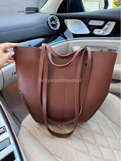 Torebka średnia shopper skóra węża z wkładem LIZA ruda