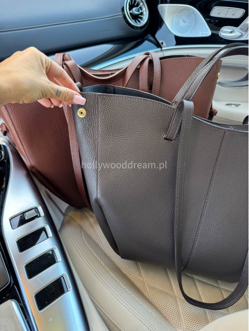 Torebka średnia shopper skóra węża z wkładem LIZA ruda - photo #24