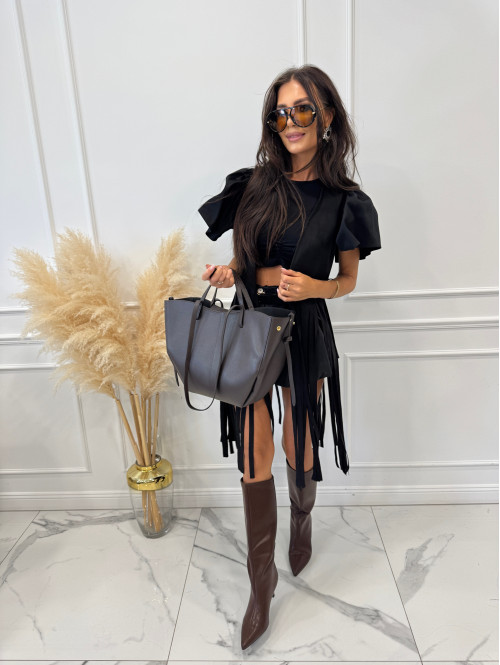 Torebka średnia shopper skóra węża z wkładem GLAMOUR ciemno czekoladowa - photo #2