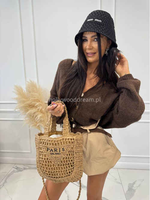 Torebka mała pleciona typu shopper BELLA karmelowa - photo #2