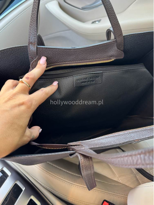 Torebka średnia shopper skóra węża z wkładem LIZA czekoladowa - photo #23