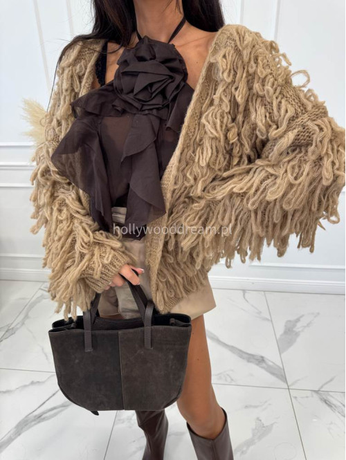 Torebka mała shopper zamszowa z wkładem TOLA czekoladowa - photo #5