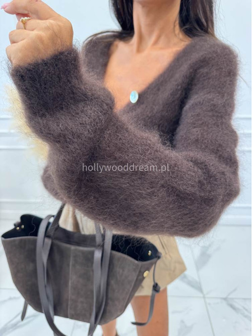 Torebka mała shopper zamszowa z wkładem TOLA czekoladowa - photo #10