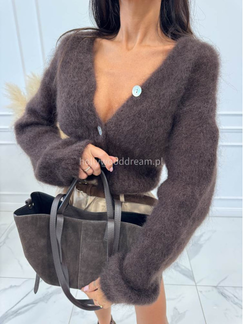 Torebka mała shopper zamszowa z wkładem TOLA czekoladowa - photo #11