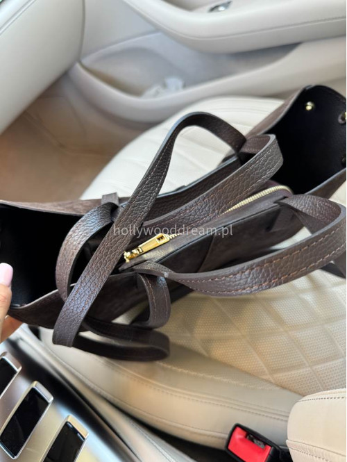 Torebka mała shopper zamszowa z wkładem TOLA czekoladowa - photo #16