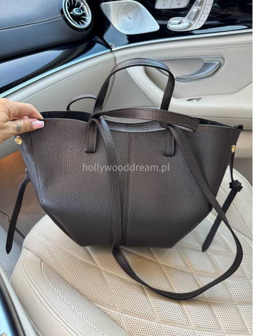 Torebka mała shopper ze skóry węża z wkładem LOLA czekoladowa - photo #4