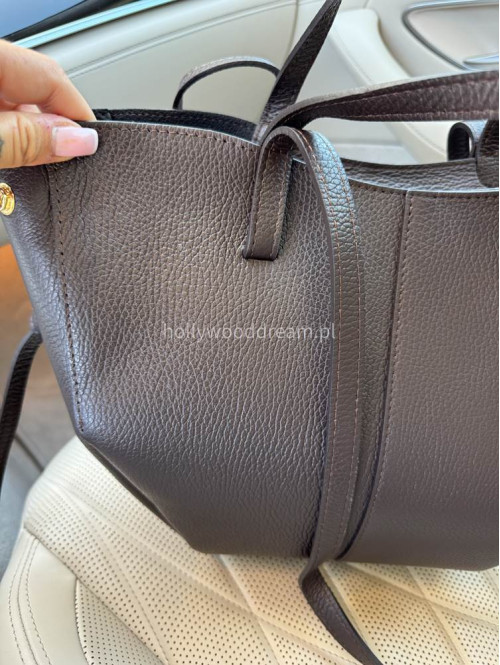 Torebka mała shopper ze skóry węża z wkładem LOLA czekoladowa - photo #5