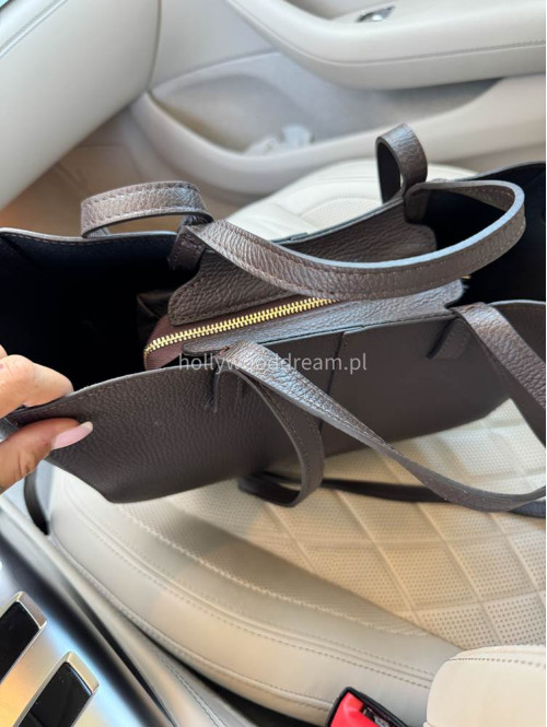 Torebka mała shopper ze skóry węża z wkładem LOLA czekoladowa - photo #6