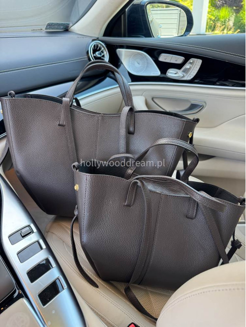 Torebka mała shopper ze skóry węża z wkładem LOLA czekoladowa - photo #7