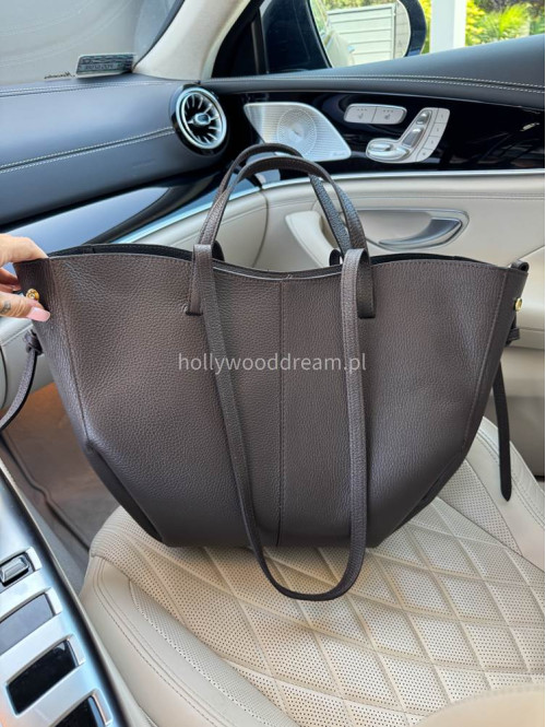 Torebka mała shopper ze skóry węża z wkładem LOLA czekoladowa - photo #8