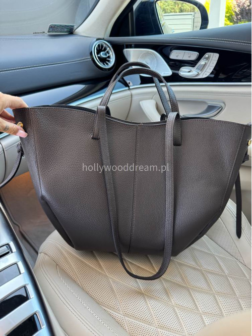 Torebka mała shopper ze skóry węża z wkładem LOLA czekoladowa - photo #9