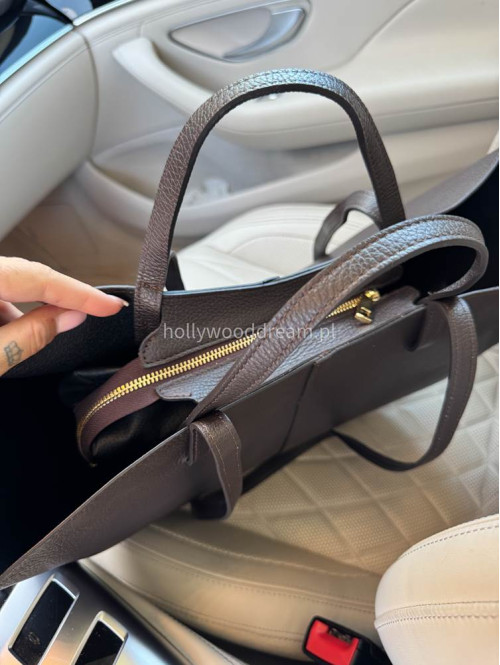 Torebka mała shopper ze skóry węża z wkładem LOLA czekoladowa - photo #10
