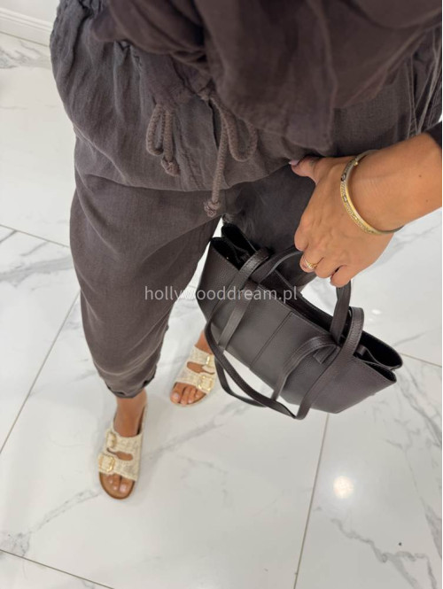 Torebka mała shopper ze skóry węża z wkładem LOLA czekoladowa - photo #19