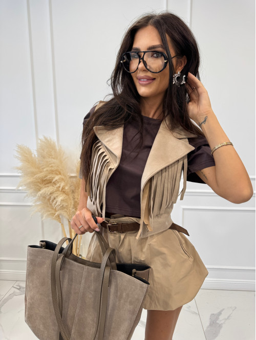 Torebka średnia shopper zamsz + skóra z wkładem NOE fango - photo #2