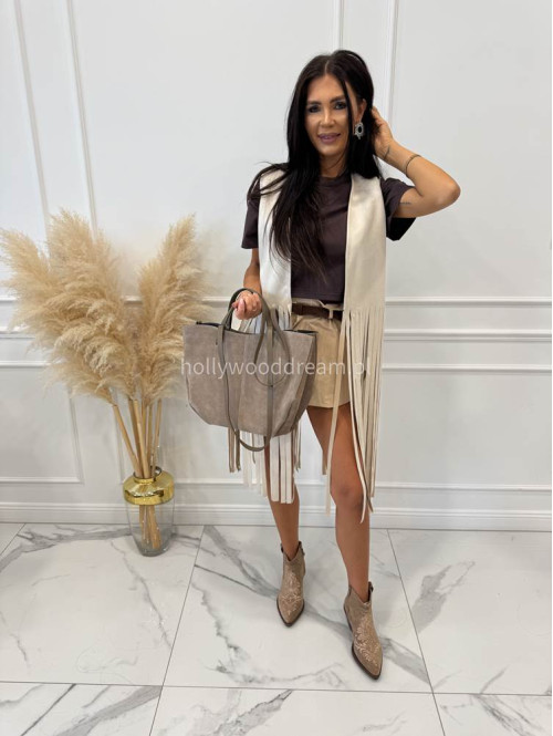 Torebka średnia shopper zamsz + skóra z wkładem NOE fango - photo #12