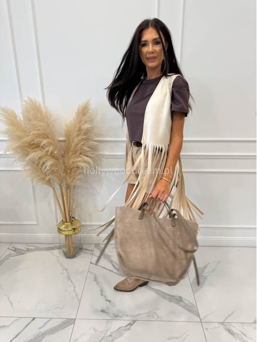 Torebka średnia shopper zamsz + skóra z wkładem NOE fango - photo #14