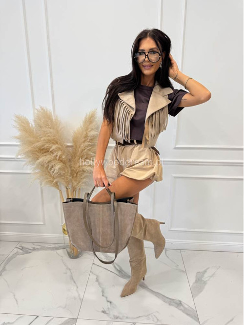 Torebka średnia shopper zamsz + skóra z wkładem NOE fango - photo #15