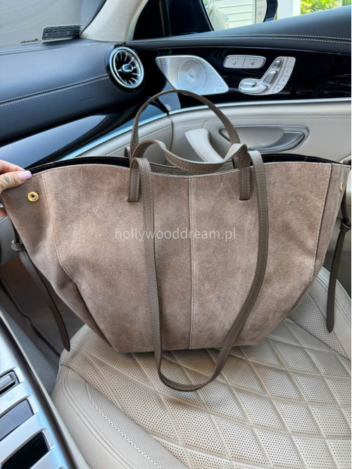 Torebka średnia shopper zamsz + skóra z wkładem NOE fango - photo #25