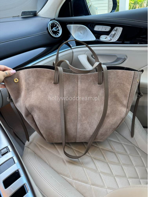 Torebka średnia shopper zamsz + skóra z wkładem NOE fango - photo #26