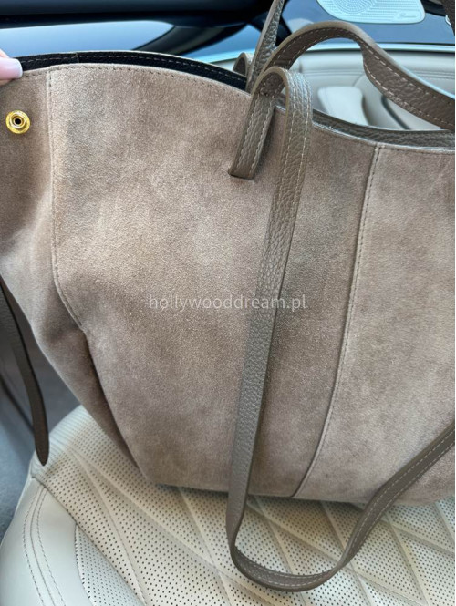 Torebka średnia shopper zamsz + skóra z wkładem NOE fango - photo #27