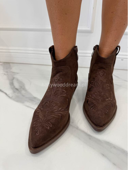 Buty kowbojki krótkie PETER brązowe - photo #11