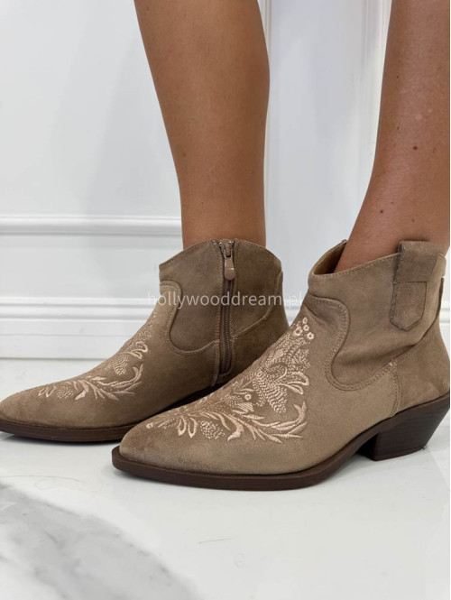 Buty kowbojki krótkie PETER beżowe - photo #6