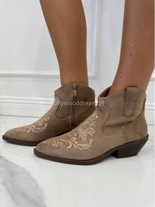 Buty kowbojki krótkie PETER beżowe - photo #7