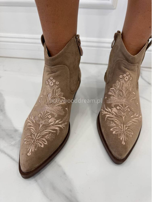 Buty kowbojki krótkie PETER beżowe - photo #8