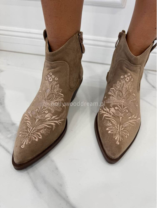 Buty kowbojki krótkie PETER beżowe - photo #9