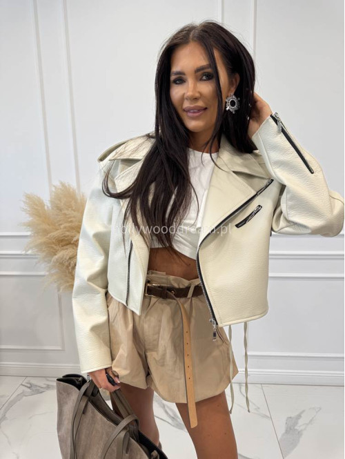 Bluzka krótka bawełniana na krótki rękaw z falbaną DIVA biała 161 - photo #19