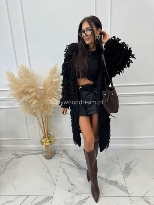 Bluzka krótka bawełniana na krótki rękaw z falbaną DIVA czarna 161 - photo #33