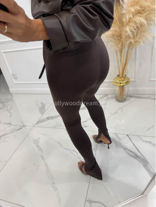 Legginsy na gumce z rozcięciem ARMAS czekoladowe 69 - photo #18