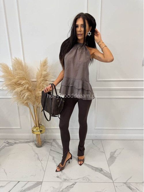 Legginsy na gumce z rozcięciem ARMAS czekoladowe 69 - photo #24