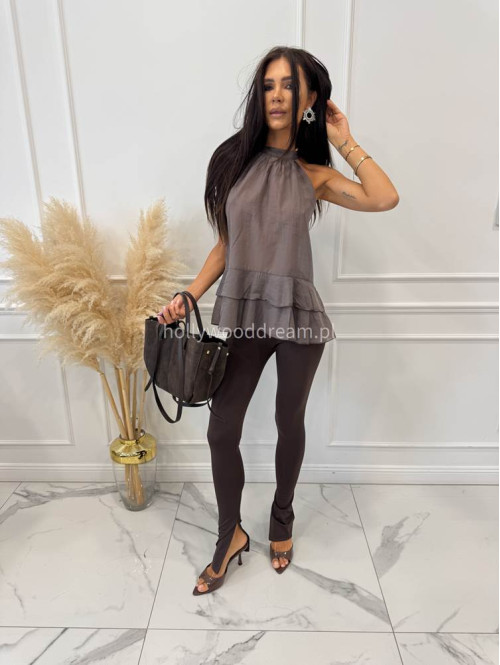 Legginsy na gumce z rozcięciem ARMAS czekoladowe 69 - photo #25