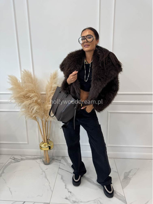 Futro oversizowe GLAMOUR czekoladowe 09 - photo #31
