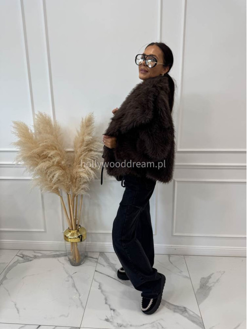 Futro oversizowe GLAMOUR czekoladowe 09 - photo #33