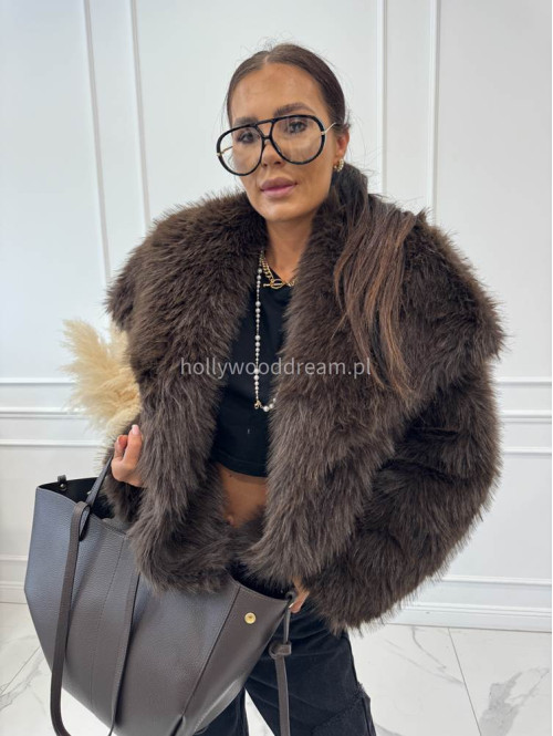 Futro oversizowe GLAMOUR czekoladowe 09 - photo #42