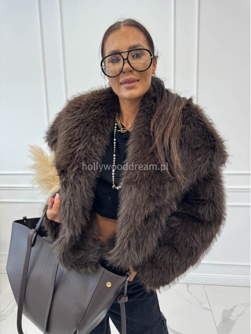 Futro oversizowe GLAMOUR czekoladowe 09