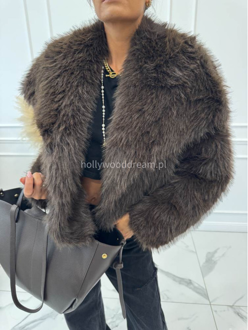 Futro oversizowe GLAMOUR czekoladowe 09 - photo #44