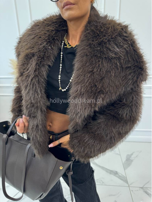 Futro oversizowe GLAMOUR czekoladowe 09 - photo #45