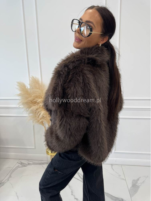 Futro oversizowe GLAMOUR czekoladowe 09 - photo #46