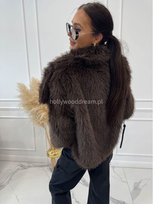Futro oversizowe GLAMOUR czekoladowe 09 - photo #47