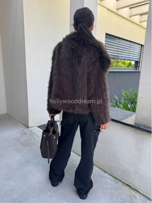 Futro oversizowe GLAMOUR czekoladowe 09 - photo #53