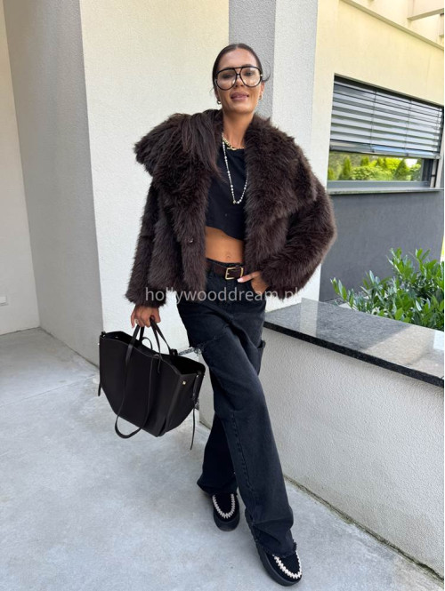 Futro oversizowe GLAMOUR czekoladowe 09 - photo #55